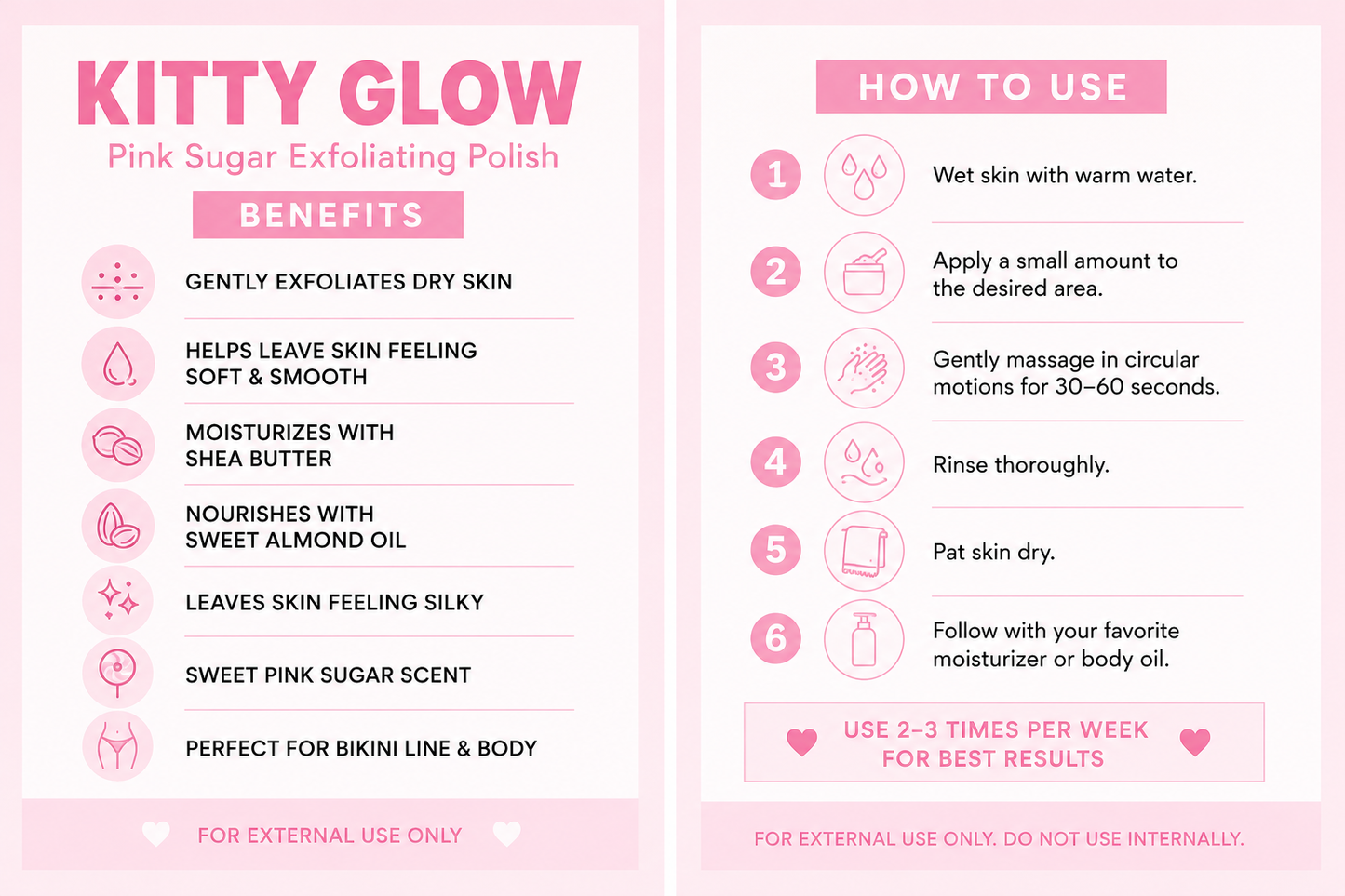 KITTY GLOW™ Pink Sugar Exfoliating Polish | 10 oz Sugar Scrub |
