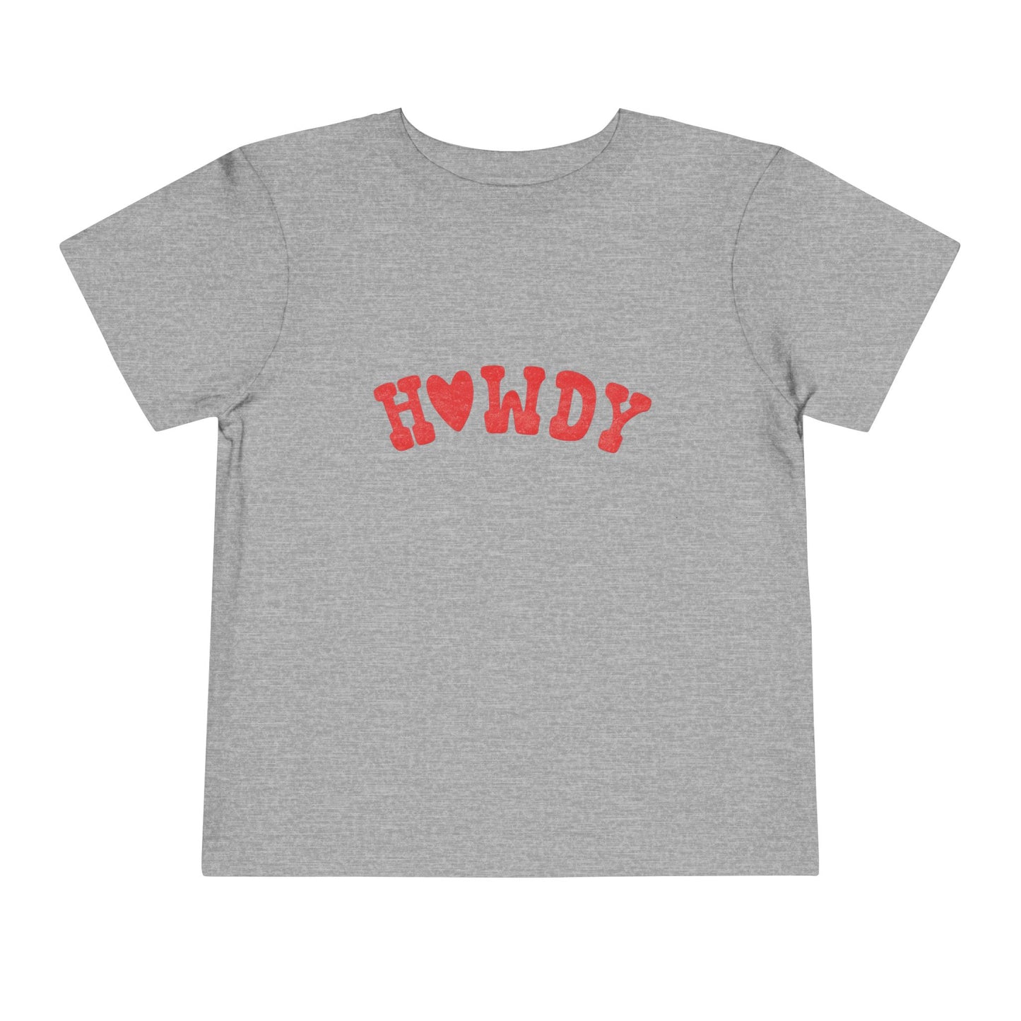 Howdy Toddler Tee — Red Retro Text Short Sleeve Shirt for Kids