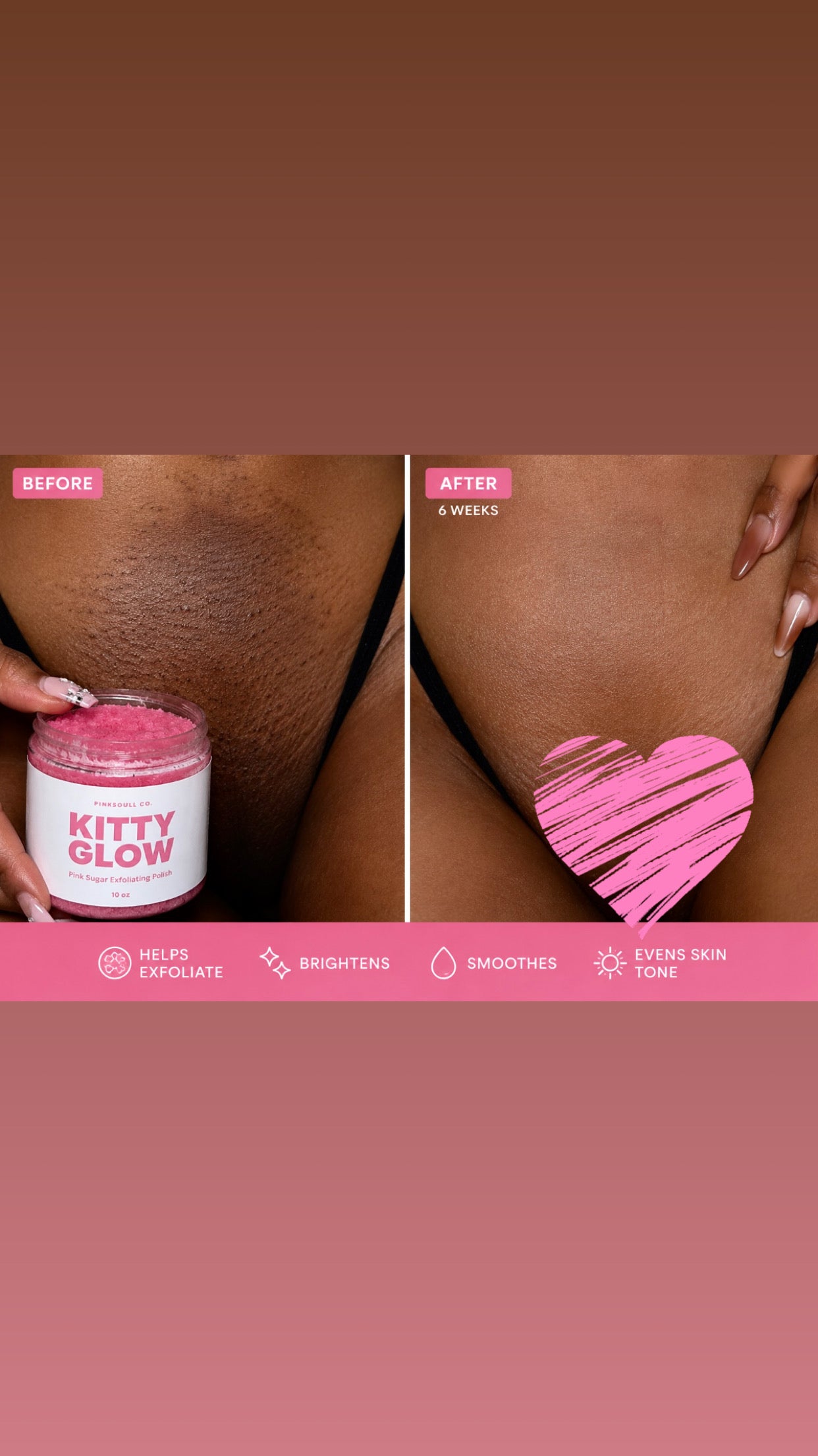 KITTY GLOW™ Pink Sugar Exfoliating Polish | 10 oz Sugar Scrub |