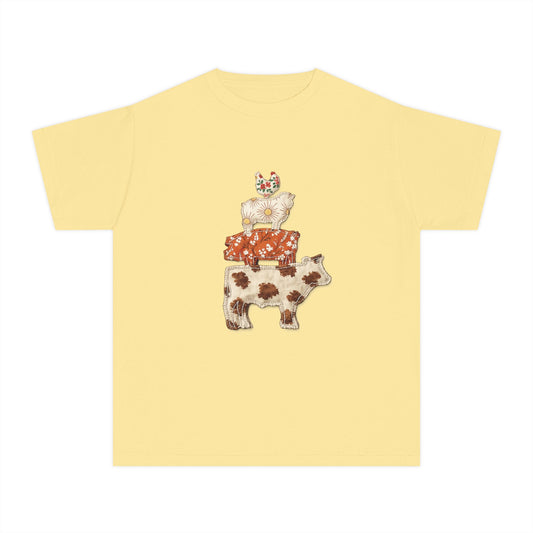 Stacked Farm Animals Graphic (Cow, Pig, Chick)