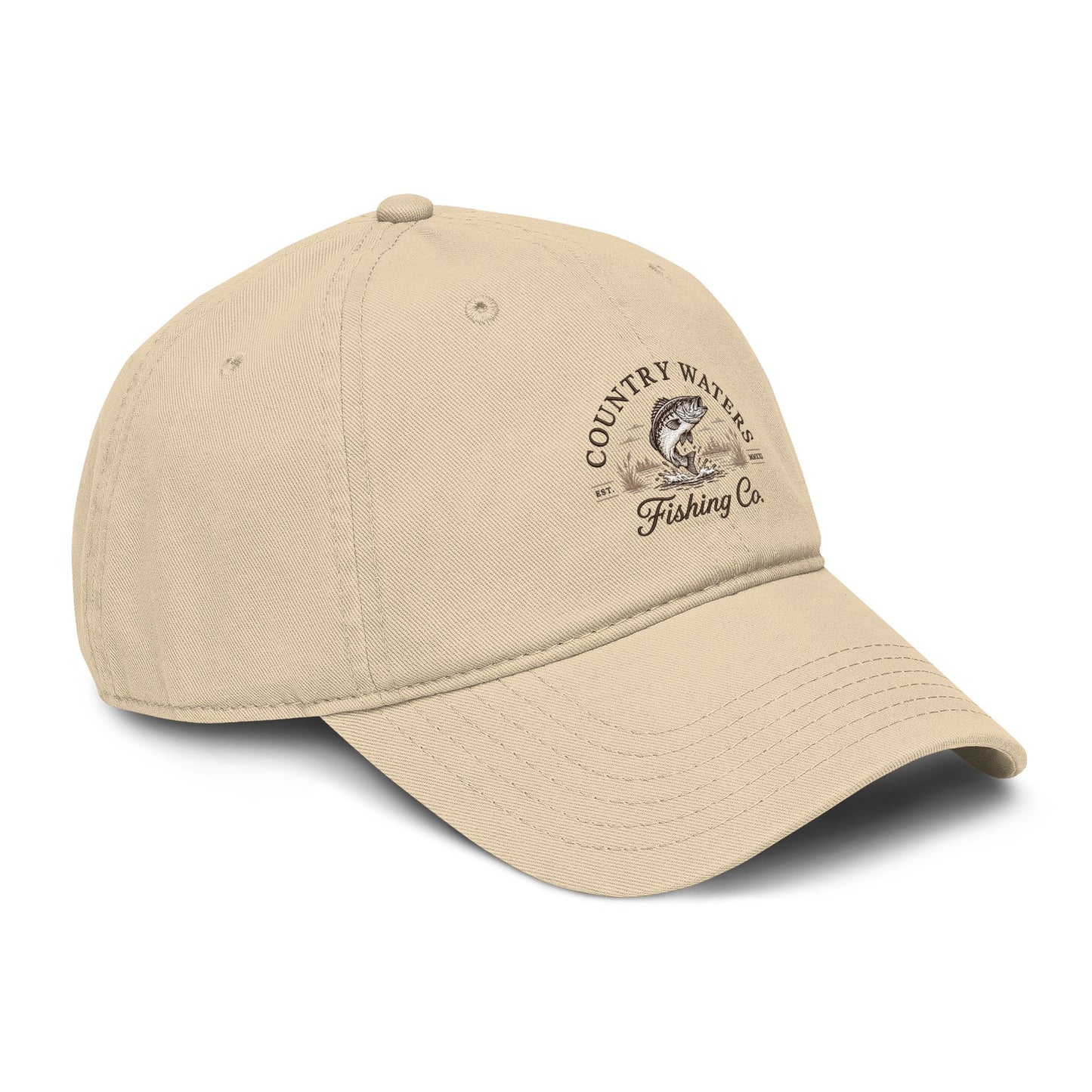 Country Waters Fishing Co. Washed Baseball Cap — Vintage Outdoor Fishing Hat