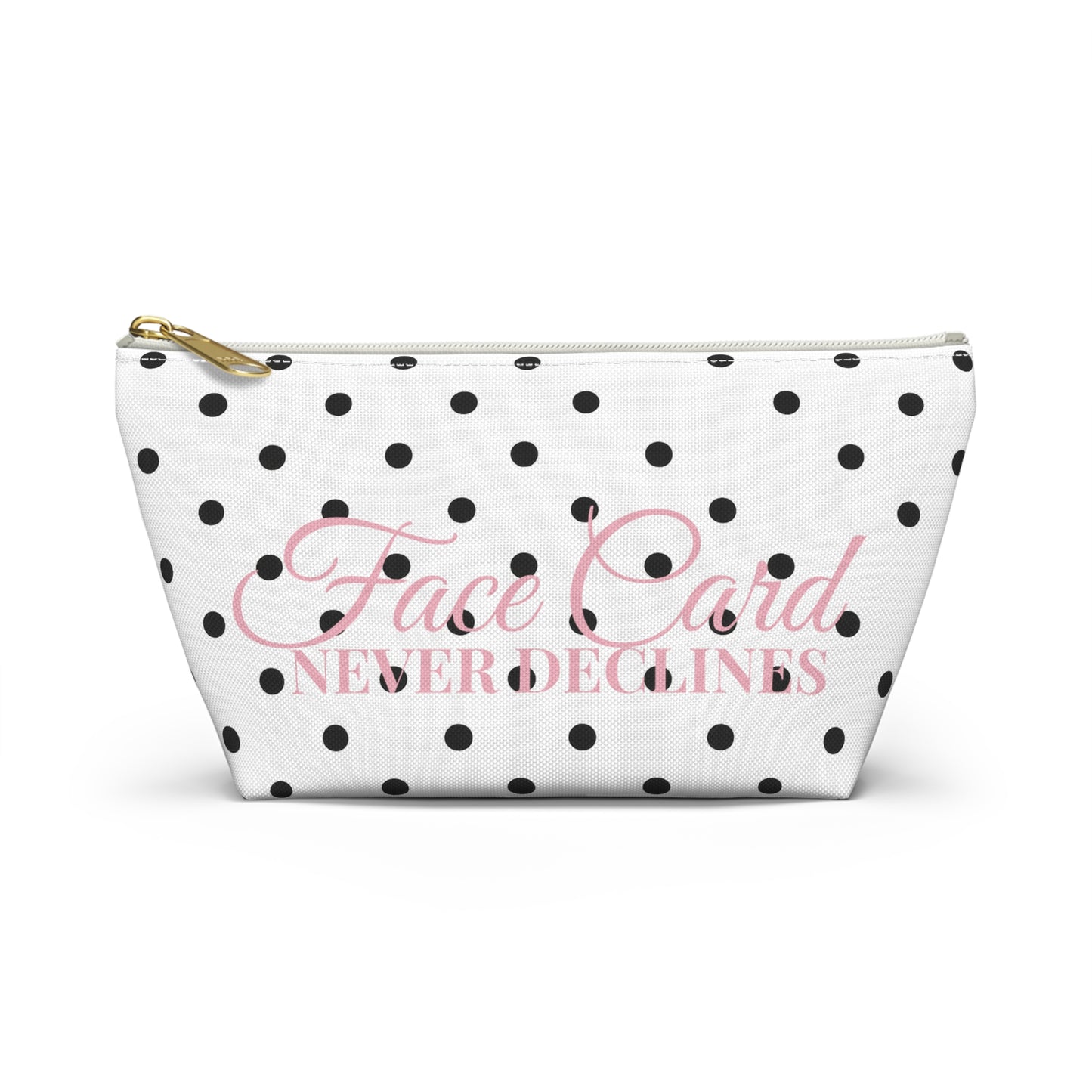 Polka Dot 'Face Card Never Declines' Accessory Pouch — Makeup & Card Holder
