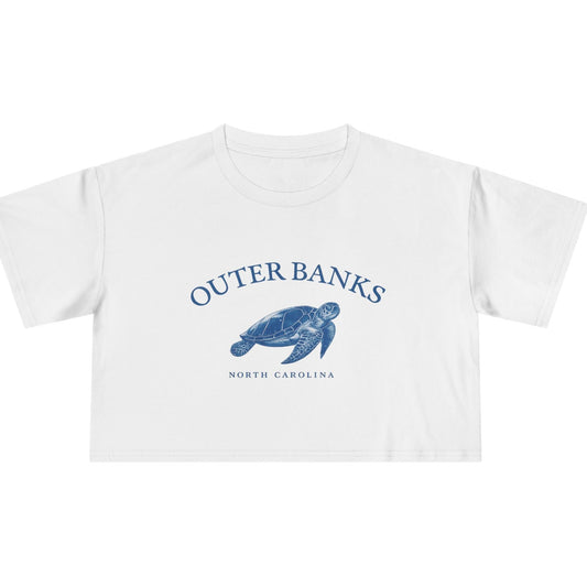 Outer Banks Sea Turtle Crop Tee — North Carolina Beach Vacation Shirt