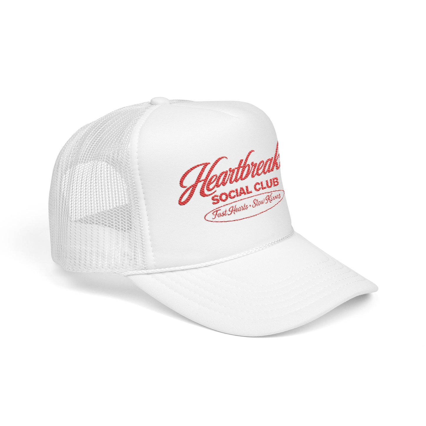 Heartbreaker Social Club Foam Trucker Hat — Retro Script Mesh Cap
