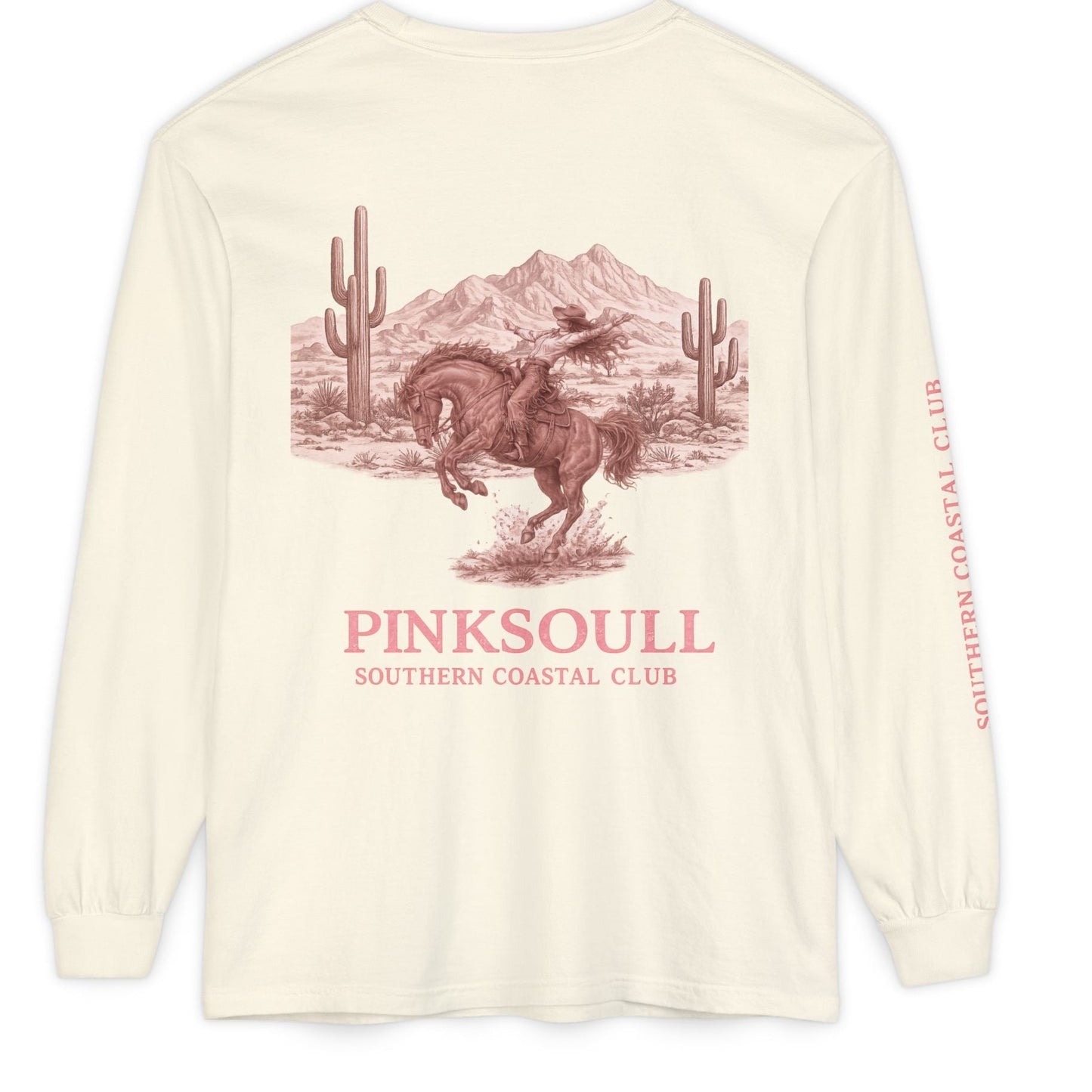 PinkSoul Western Long Sleeve Tee — 'PINKSOUL Southern Coastal Club' Desert Rider Shirt