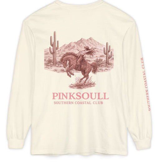 PinkSoul Western Long Sleeve Tee — 'PINKSOUL Southern Coastal Club' Desert Rider Shirt