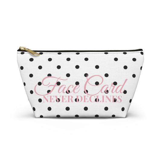 Polka Dot 'Face Card Never Declines' Accessory Pouch — Makeup & Card Holder