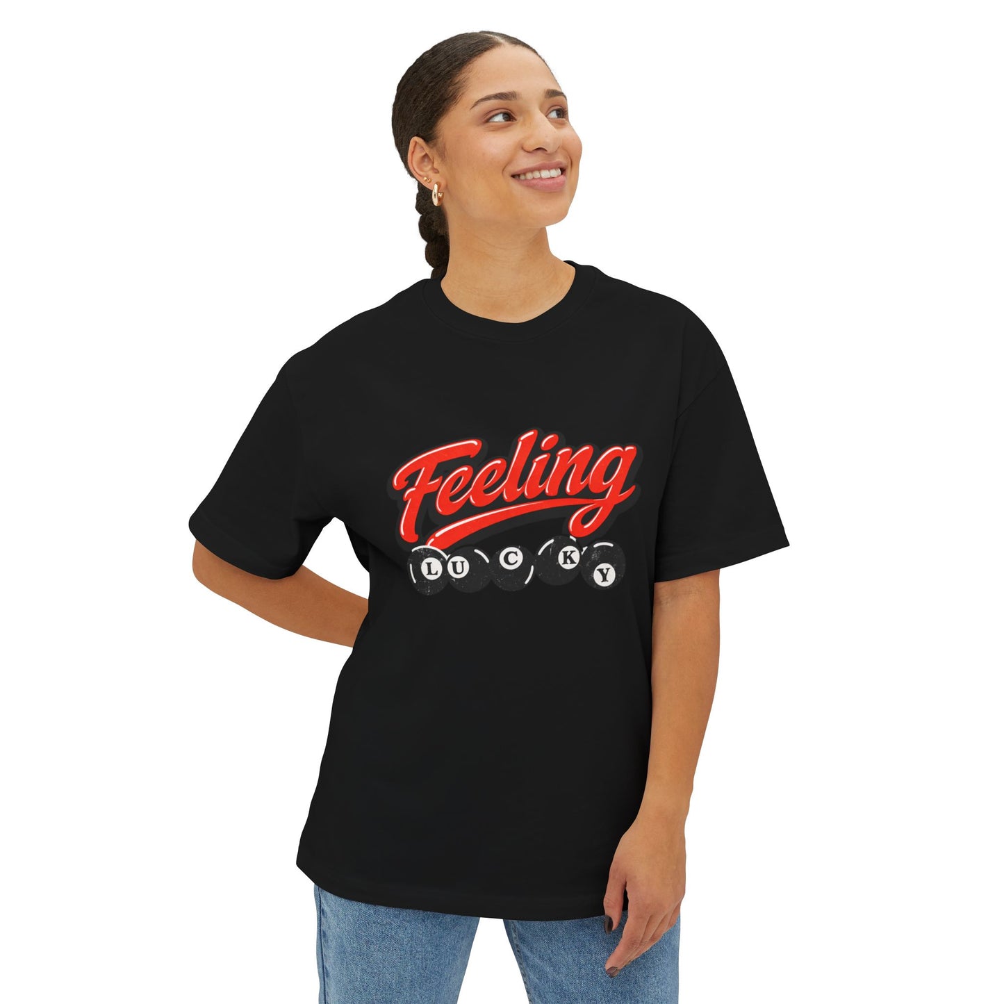 Feeling Lucky Tee — Vintage Pool Ball Graphic Boxy T-Shirt