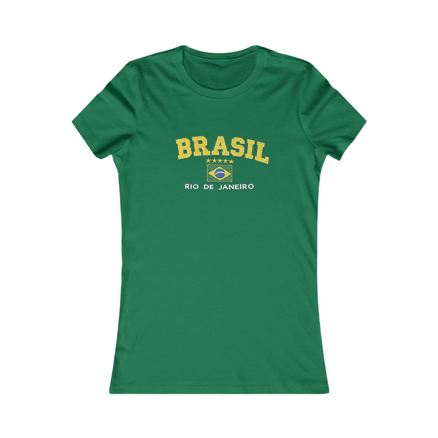 Brasil Rio de Janeiro Women's Tee — Yellow Green Brazil Soccer Travel Shirt