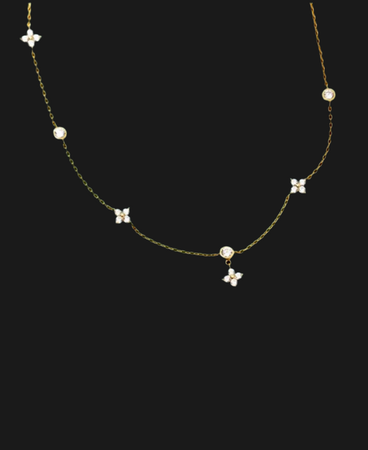 925 Sterling Silver Dainty Flower Necklace