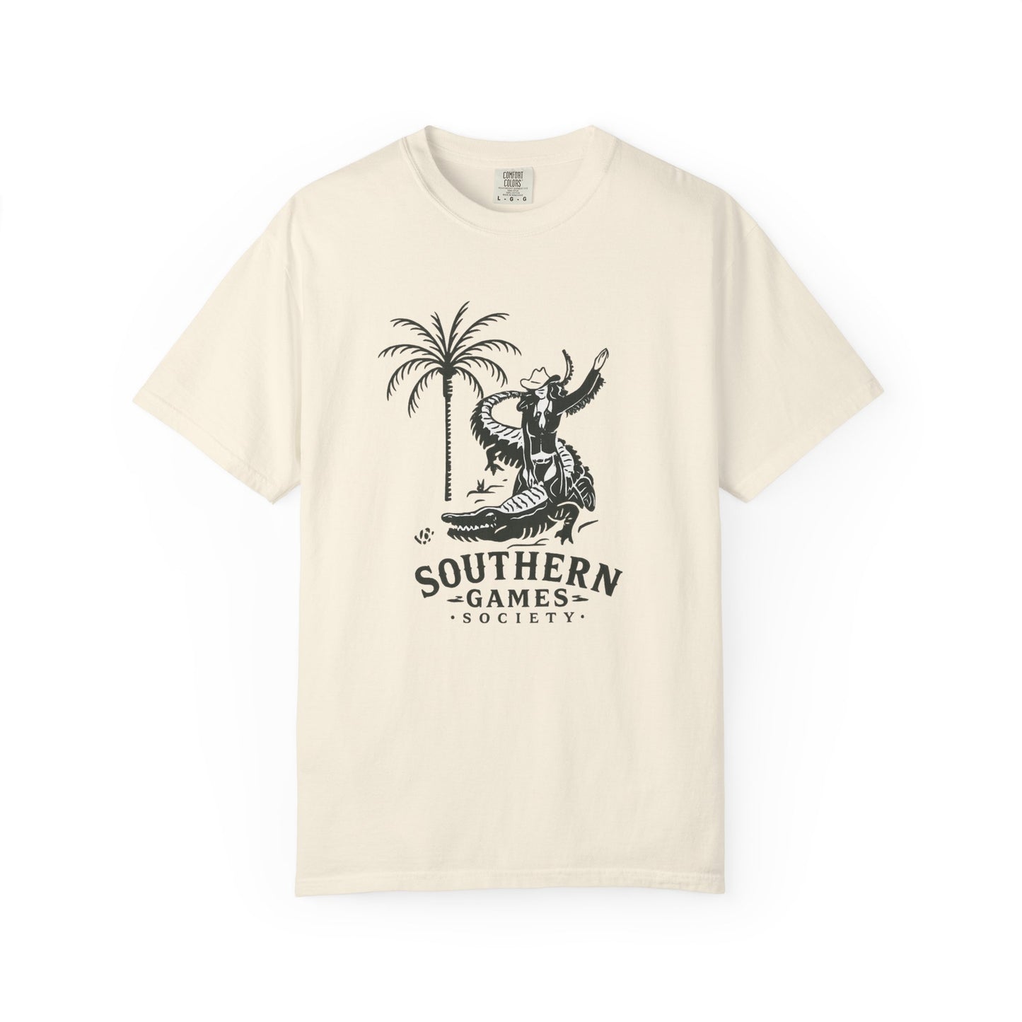 Southern Games Society T-Shirt — Vintage Alligator & Palm Graphic Tee