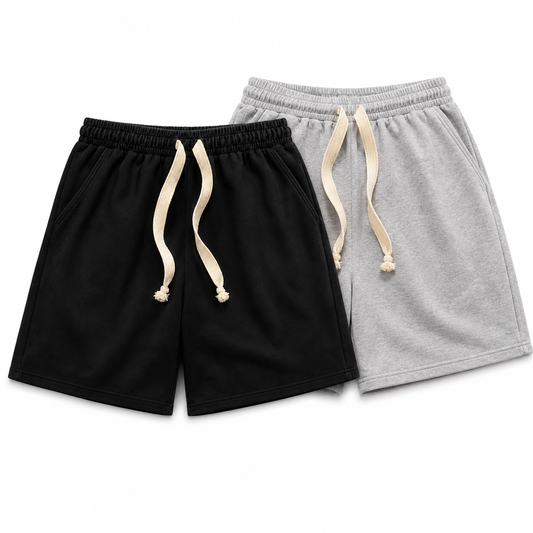 Essential Heavyweight Shorts 2-Pack – Black + Heather Grey