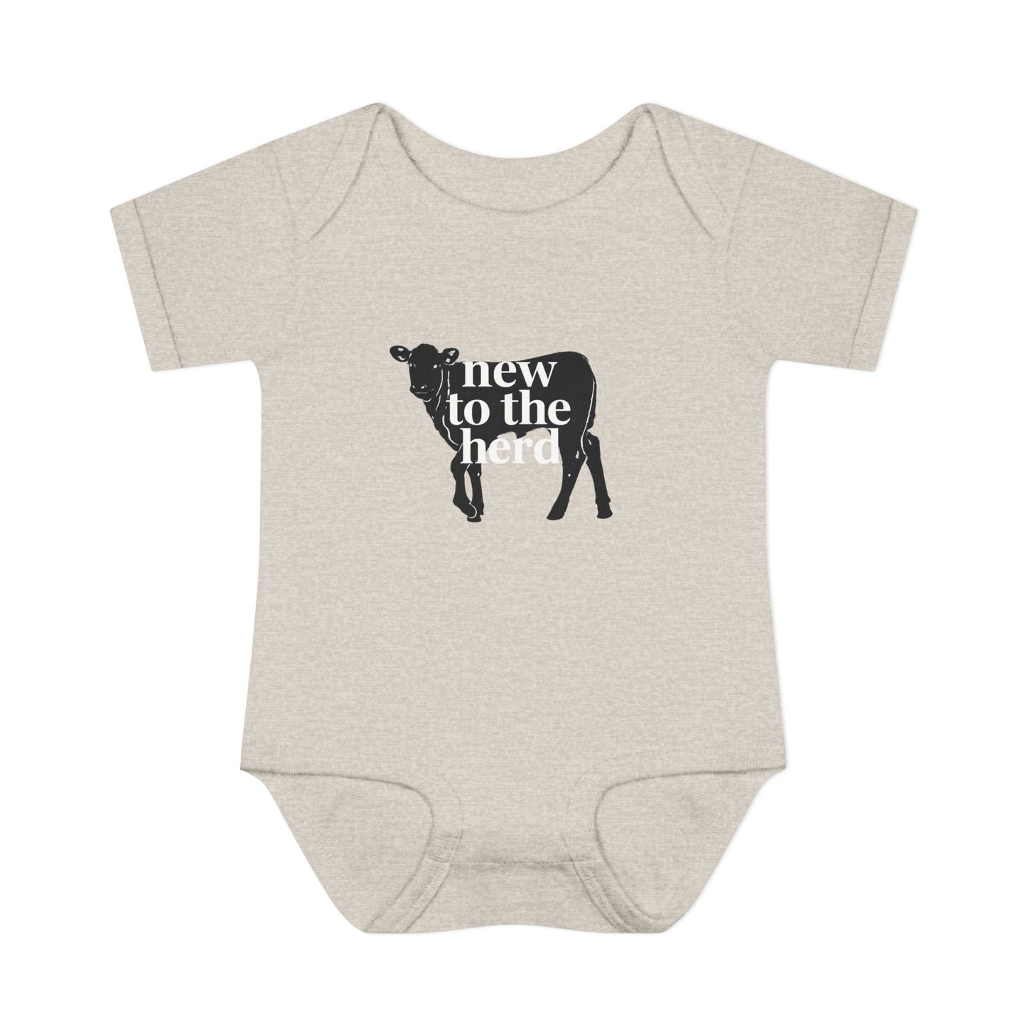 Infant Bodysuit - "New to the Herd" Cow Graphic Baby Onesie