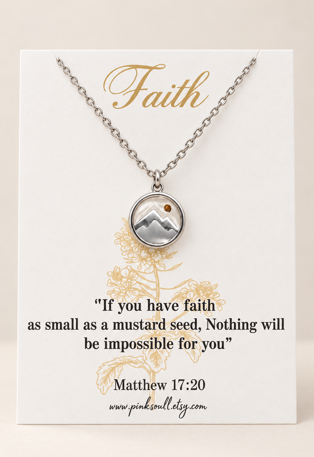 Faith Can Move Mountains Mustard Seed Necklace