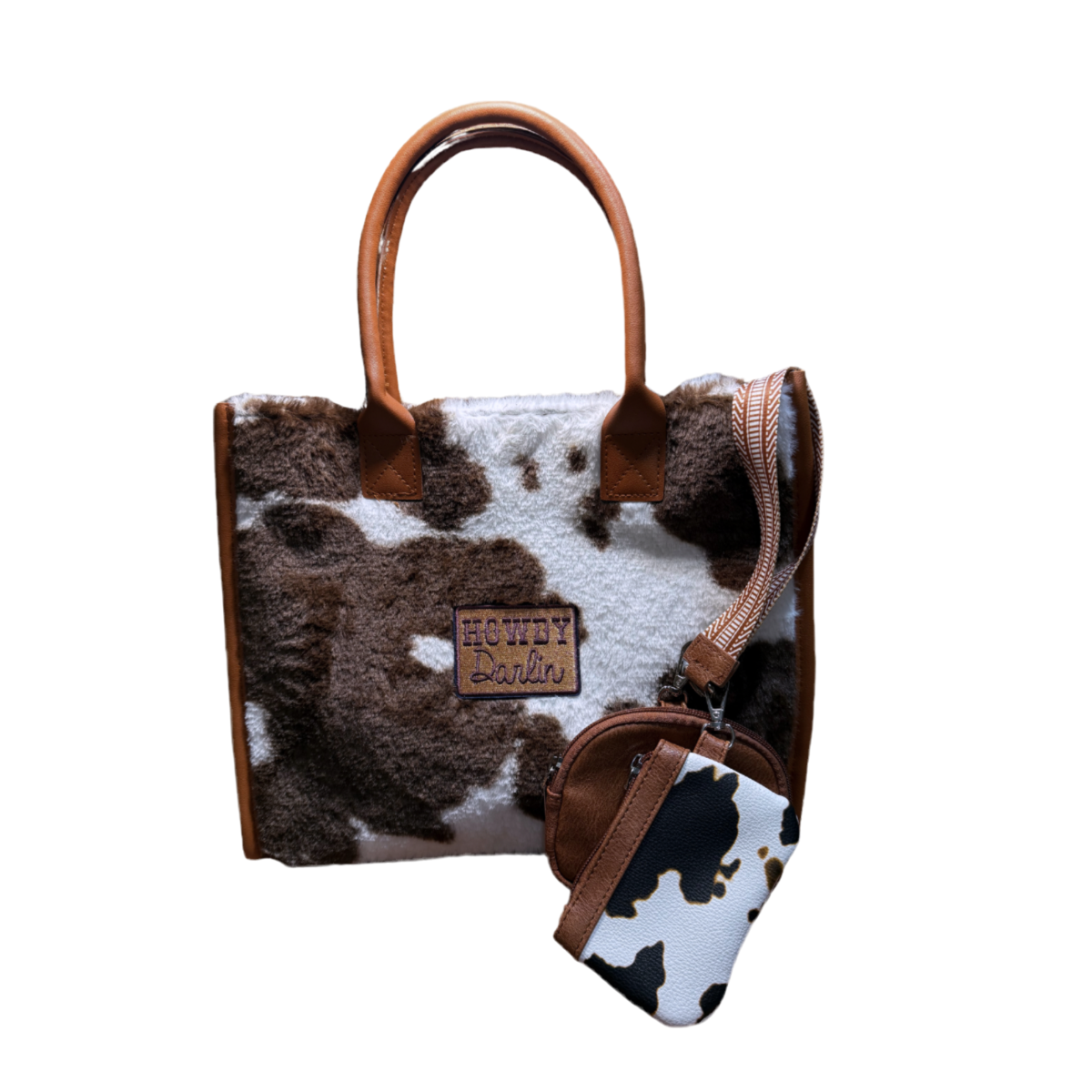 Faux Fur Cow Print Tote