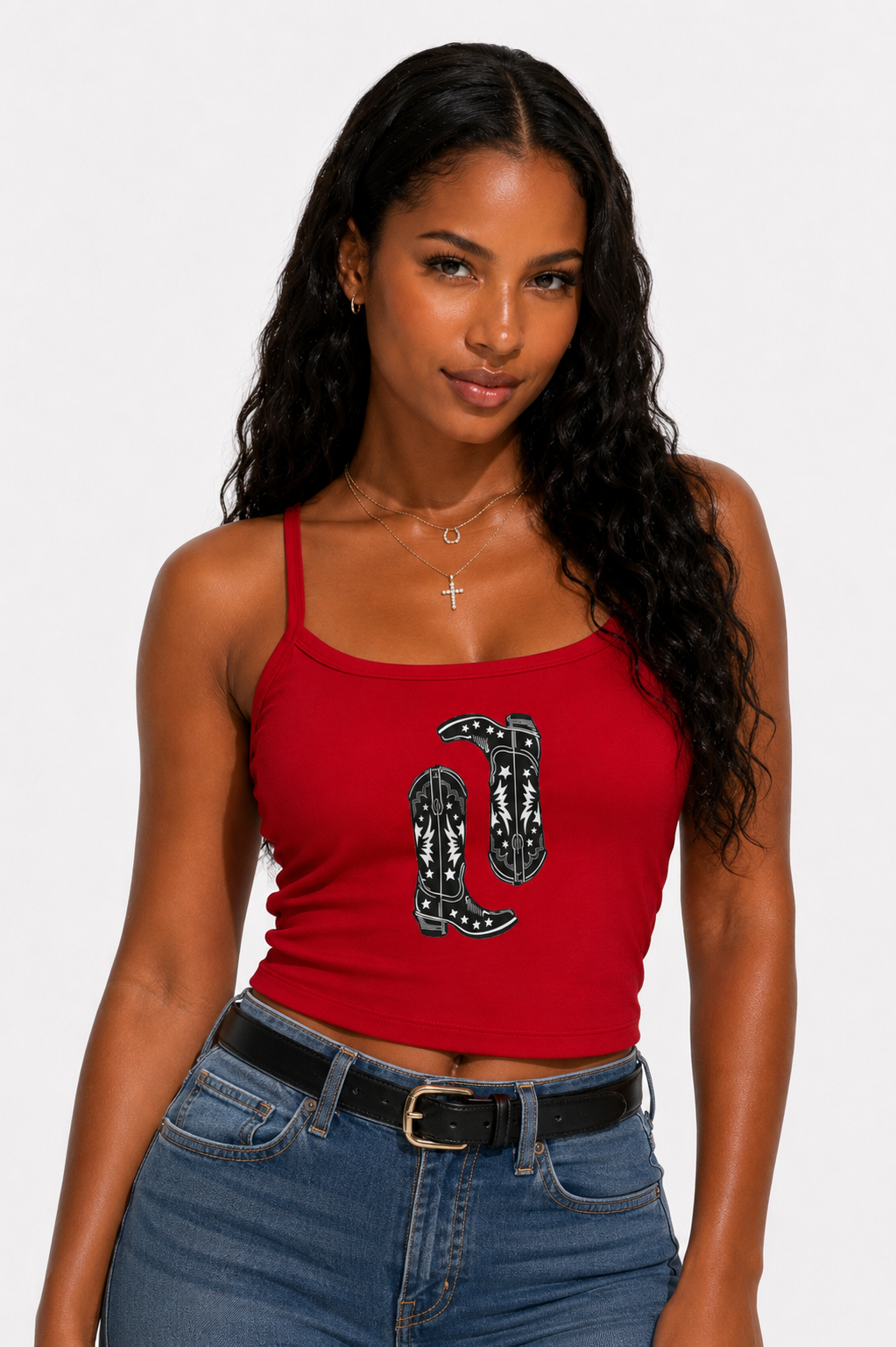 Cowgirl Boot Graphic Crop Tank