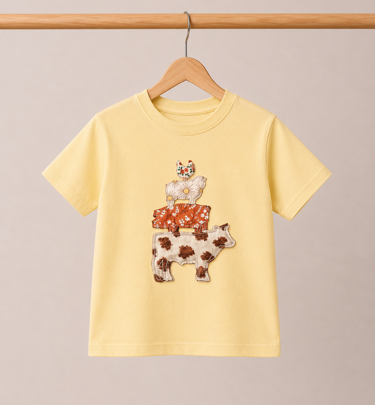 Stacked Farm Animals Graphic (Cow, Pig, Chick)